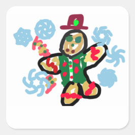 Adesivo Quadrado Gingerbread man dance