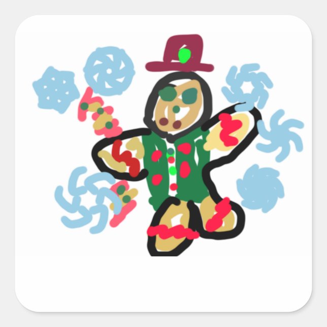Adesivo Quadrado Gingerbread man dance (Frente)