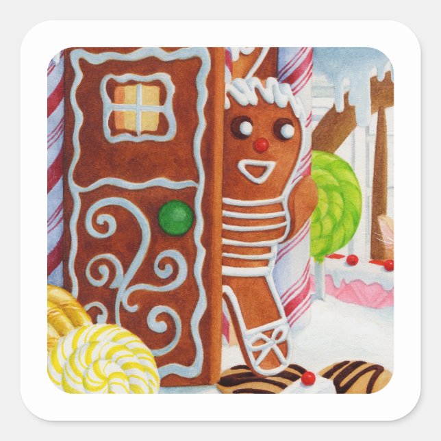 Adesivo Quadrado GINGERBREAD MAN Small Square Stickers (Frente)