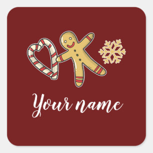 Adesivo Quadrado Gingerbreadman Love
