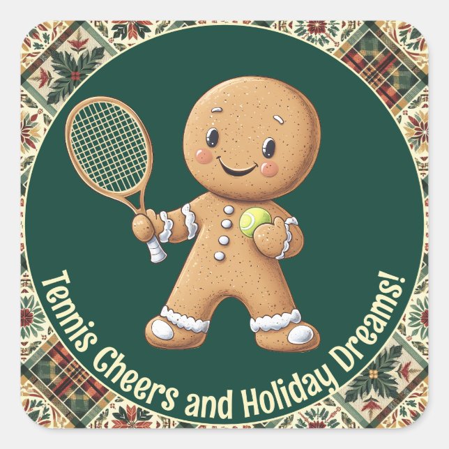 Adesivo Quadrado Gingerpão Tênis Grand Slam 🎾 🎄 texto personaliza (Frente)