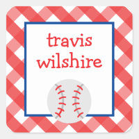 Gingham Baseball Personalizado Stickers
