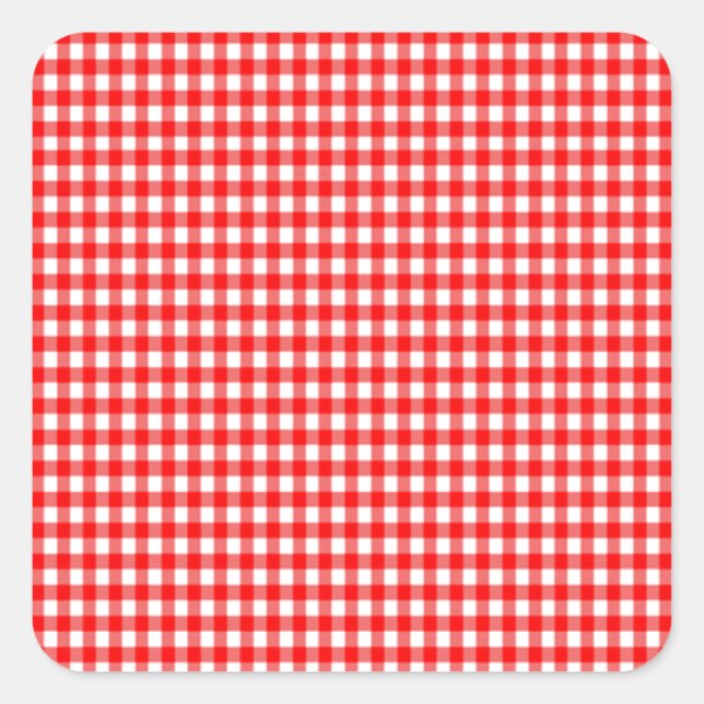 Adesivo Quadrado Gingham branco e vermelho (Frente)