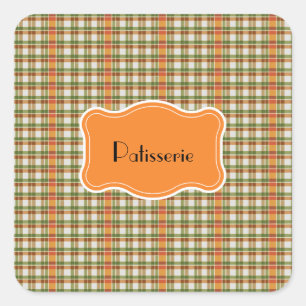 Adesivo Quadrado Gingham Laranja Verde