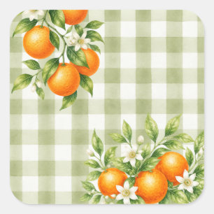 Adesivo Quadrado Gingham Verde Sage Pequeno Anjo Charming Festa de 