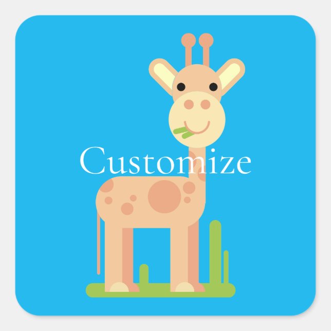 Adesivo Quadrado Girafa Bonita Maçando Thunder_Cove (Frente)