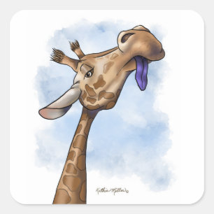 Adesivo Quadrado Girafa Condescendente Cartoon