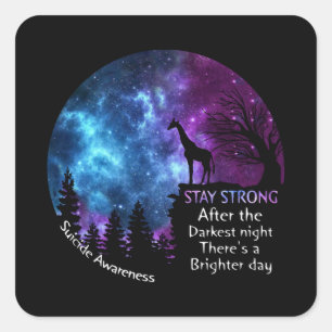 Adesivo Quadrado Girafa Suicida Sensibilização Para Permanecer Fort