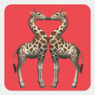 Adesivo Quadrado Girafas Apaixonadas