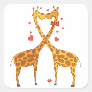 Adesivo Quadrado Girafas apaixonadas
