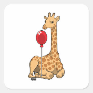 Adesivo Quadrado Giraffe Balloon
