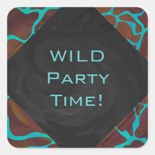 Adesivo Quadrado Giraffe Brown e Teal Impressão