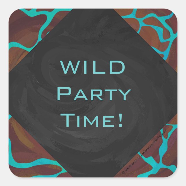 Adesivo Quadrado Giraffe Brown e Teal Impressão (Frente)