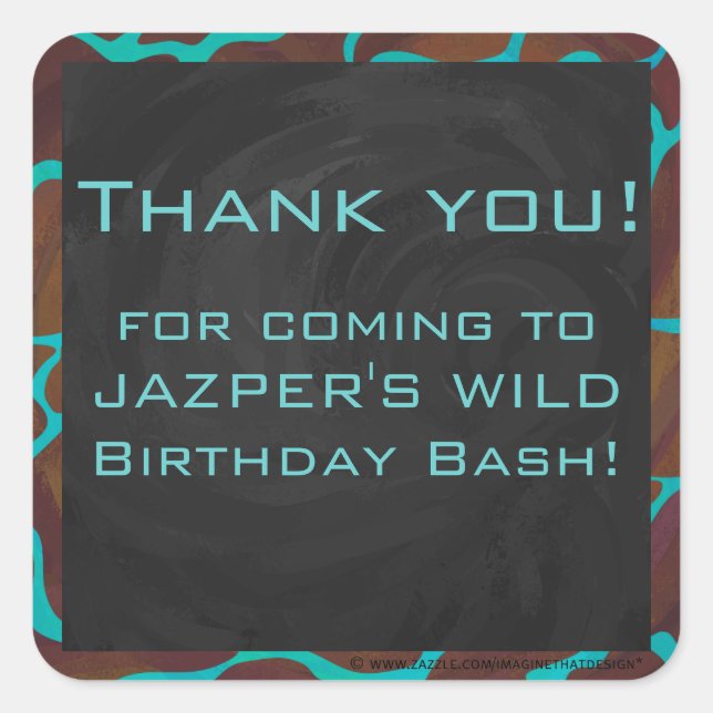 Adesivo Quadrado Giraffe Brown e Teal Impressão (Frente)