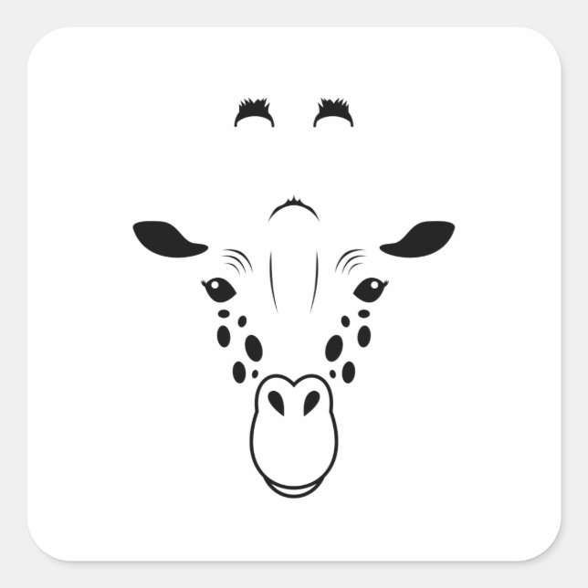 Adesivo Quadrado Giraffe Face Silhouette (Frente)