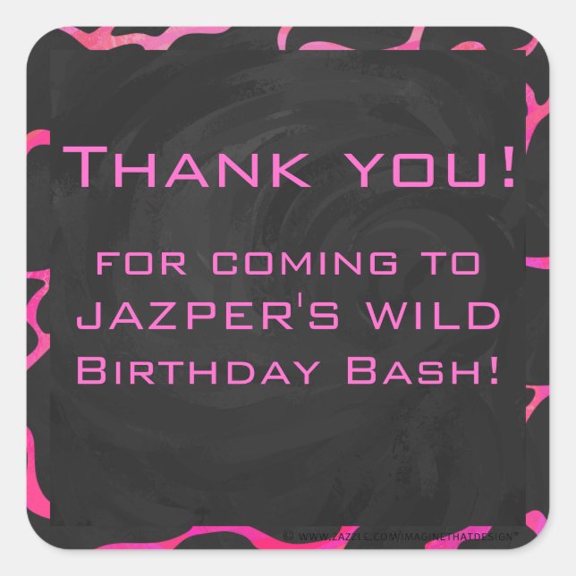 Adesivo Quadrado Giraffe Hot Pink e Impressão preto (Frente)