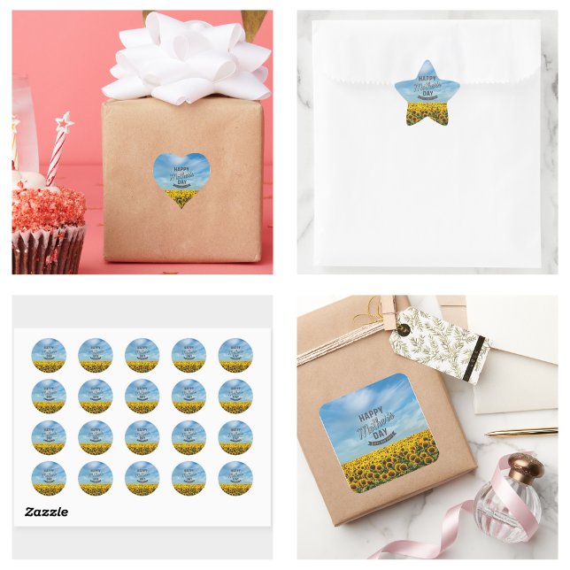 Adesivo Quadrado Girassóis Na moda Elegante Melhor Mãe Alguma Vez F (Sunflowers Stylish Elegant Best Mom Ever Floral stickers)