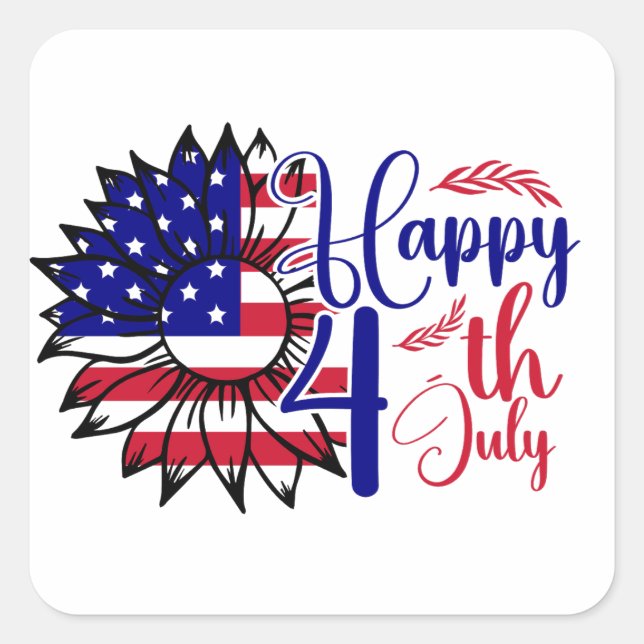 Adesivo Quadrado Girassol 4 de julho (Frente)