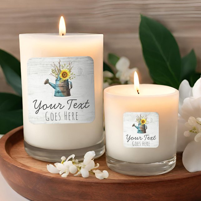 Adesivo Quadrado Girassol Floral & Madeira Rústica Casa de Campo Vi (Criador carregado)