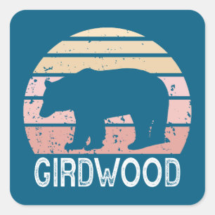Adesivo Quadrado Girdwood Alaska - Urso Retroativo