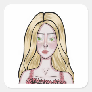 Adesivo Quadrado Girl Drawing