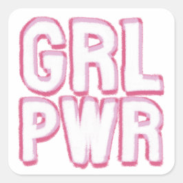 Adesivo Quadrado Girl Power Lettering