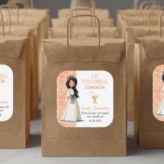 Adesivo Quadrado Girl’s First Holy Communion Cute Favors and Gifts