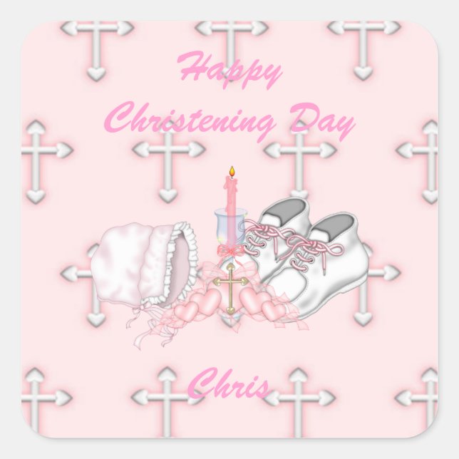 Adesivo Quadrado Girls Christening Wish (Frente)