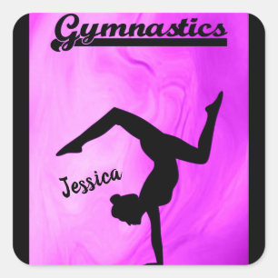 Adesivo Quadrado Girls Gymnastics Purple Swirl Personalizado