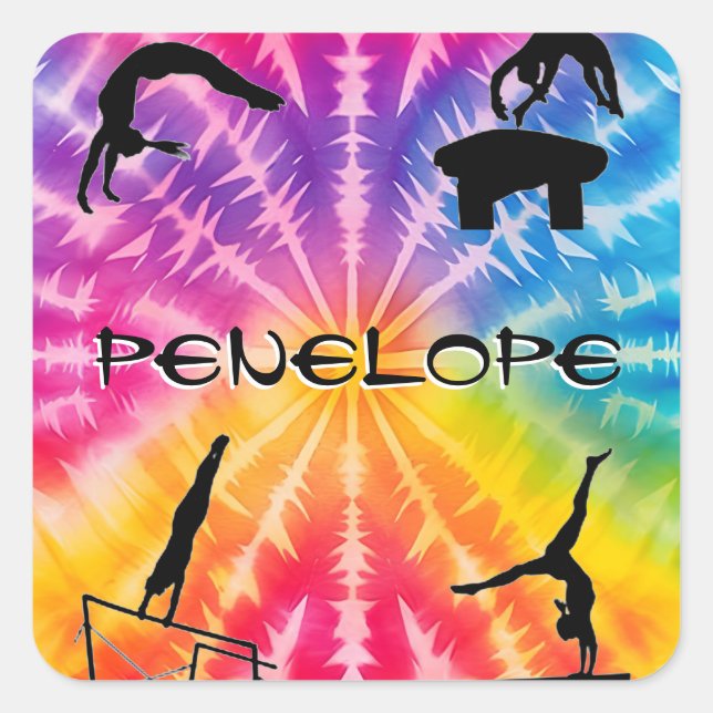 Adesivo Quadrado Girls Gymnastics Rainbow Tie-Dye (Frente)