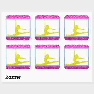 Adesivo Quadrado Girls Gymnastics Sparkle Stickers