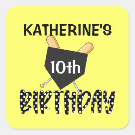 Adesivo Quadrado Girls Softball Festa de aniversário