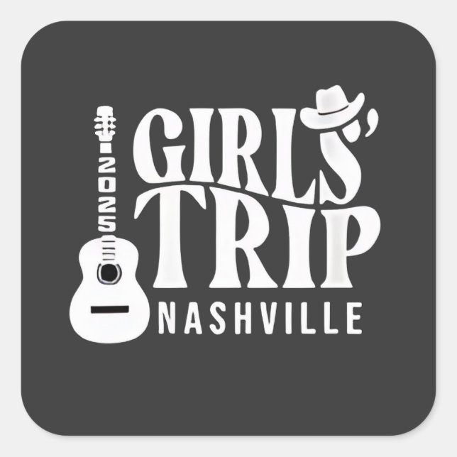 Adesivo Quadrado Girls Trip Nashville 2025 Vacation Summer (Frente)
