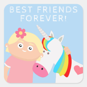 Adesivo Quadrado Girls Unicorn
