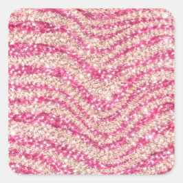 Adesivo Quadrado Girly Pink Blush Glitter Zebra Pattern            