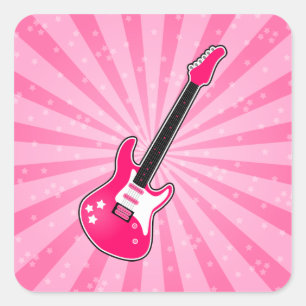 Adesivo Quadrado Girly Pink Electric Guitar