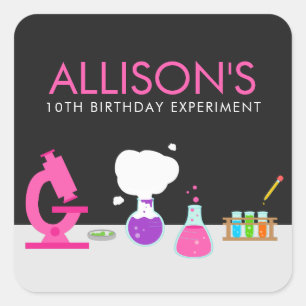 Adesivo Quadrado Girly Science Party