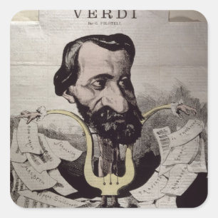 Adesivo Quadrado Giuseppe Verdi, caricatura, 1860's