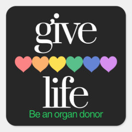 Adesivo Quadrado Give Life Organ Donor Awarness Stickers