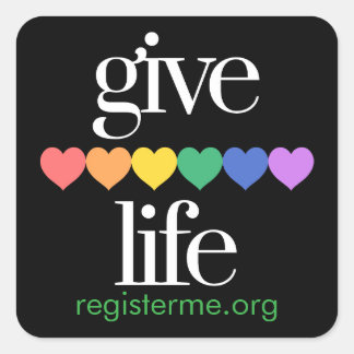 Adesivo Quadrado Give Life Organ Donor Registry Stickers
