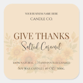 Adesivo Quadrado Give Thanks Salted Caramel Candle Label