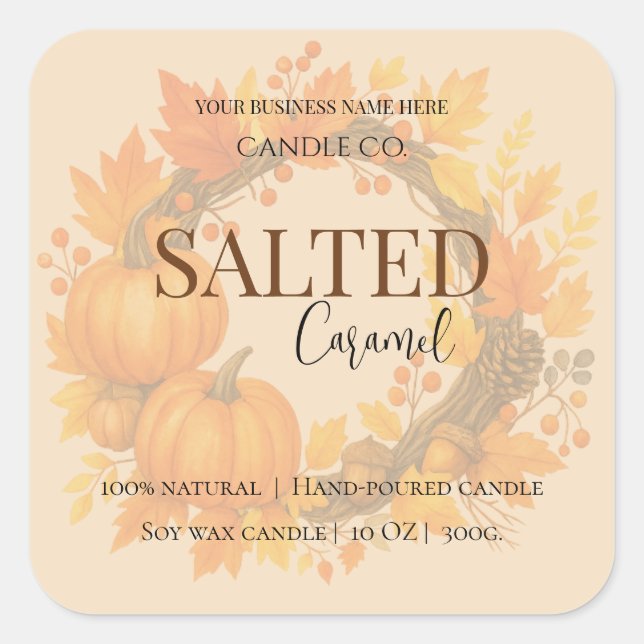 Adesivo Quadrado Give Thanks Salted Caramel Candle Label (Frente)