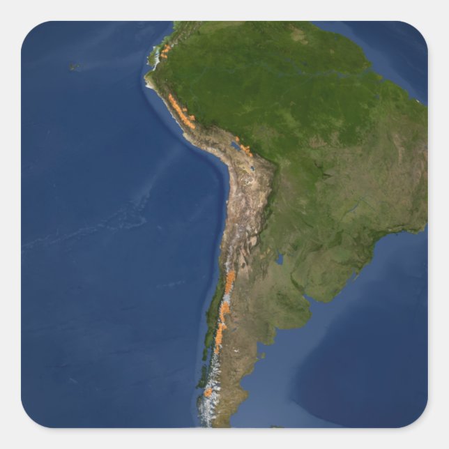 Adesivo Quadrado Glaciares em regiões da América do Sul (Frente)