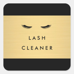 Adesivo Quadrado Glam Eyelashes Preto e Dourado Limpa Lash