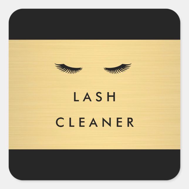 Adesivo Quadrado Glam Eyelashes Preto e Dourado Limpa Lash (Frente)
