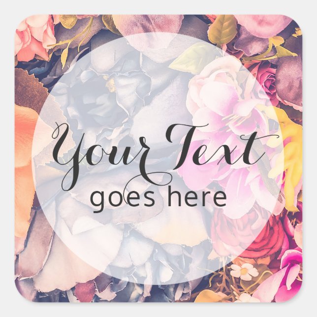 Adesivo Quadrado Glam Floral Rosas Trendy Modern Florist & Boutique (Frente)