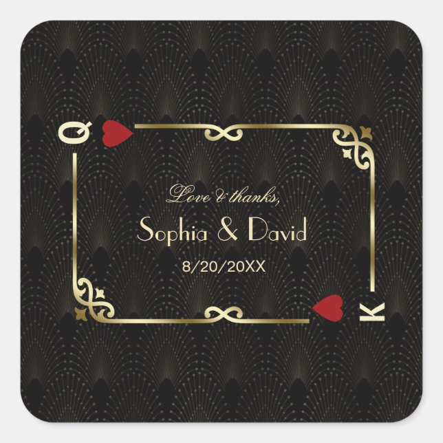 Adesivo Quadrado Glam Gatsby Casino Las Vegas Poker Wedding (Frente)