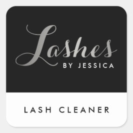 Adesivo Quadrado Glam Lashes Script Texto Silver/Limpeza Preta De L