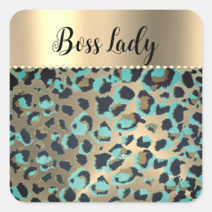 Adesivo Quadrado "Glam Leopard Boss Lady"