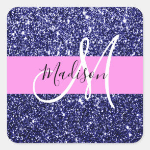 Adesivo Quadrado Glam Marinho Azul Cor-de-rosa brilhante Sparkles N